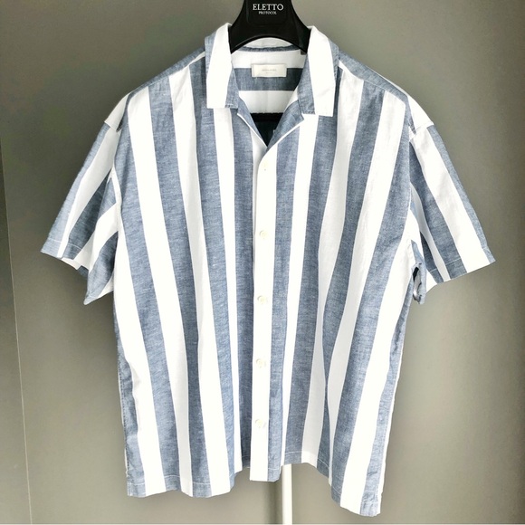 Jack and Jones Other - Jack and Jones Stripped Pastel Grayish Blue Casual Button Down Shirt Blouse. XXL